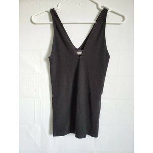 Reformation Tank top black ribbed sofia double v